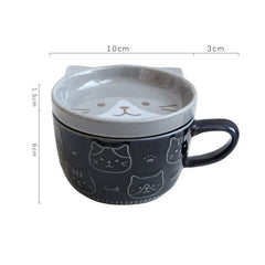 Cat Coffee Mug – Cute Shiba Cat Cup with Lid & Small Dish, Perfect Gift for Cat Lovers