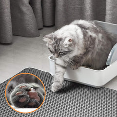 Premium Non-Slip Cat Litter Mat - 24x15 Inch Waterproof Honeycomb Design, Soft on Paws, Easy to Clean (Black)