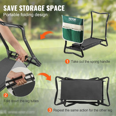 VEVOR Versatile Garden Kneeler and Seat - 330 Lbs Capacity, Comfortable 8" EVA Pad, Foldable Stool with Tool Bag - Perfect Gift for Gardening Enthusiasts, Seniors, and Parents