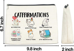 Cat Lover Makeup Bag – Positive Cat Affirmations Cosmetic Pouch, Cute Gifts for Women & Travel