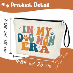 Dog Mom Makeup Bag – "In My Dog Mom Era" Zipper Pouch, Travel Cosmetic Bag for Dog Lovers & New Pet Owners