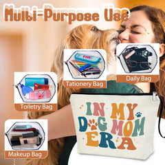 Dog Mom Makeup Bag – "In My Dog Mom Era" Zipper Pouch, Travel Cosmetic Bag for Dog Lovers & New Pet Owners