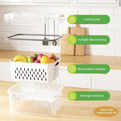 Fruit and Vegetable Storage Organizer Set, 8-Pack Double Drainer Kitchen Accessories, Essential Household Storage Solutions