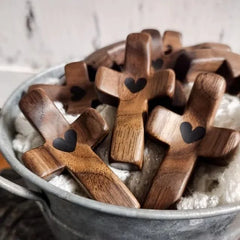 Emotional Support Cross – Handheld Wooden Cross with Heart for Comfort & Encouragement