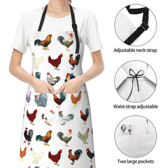 Rooster Apron – Unisex Chicken Apron with 2 Pockets, Adjustable Bib for Cooking, Baking & Gardening