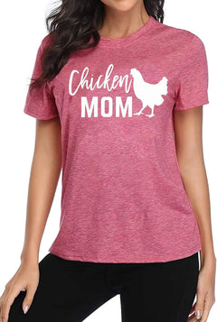 Funny Chicken Mom T-Shirt – Cute Hen Farm Graphic Tee, Short Sleeve Casual Shirt for Women