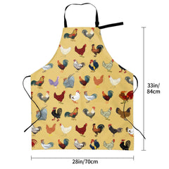 Rooster Apron – Unisex Chicken Apron with 2 Pockets, Adjustable Bib for Cooking, Baking & Gardening