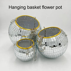 Hanging Disco Ball Planter – Retro Mirror Plant Pot with Chain, Stylish Home & Garden Decor