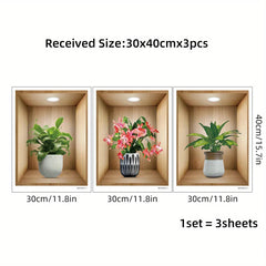 3D Watercolor Potted Flower Wall Stickers – Removable Vinyl Decals for Bedroom, Living Room & Nursery