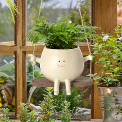 Swing Face Planter Pot – Cute Smiling Resin Hanging Flower Pot for Indoor & Outdoor Gardens