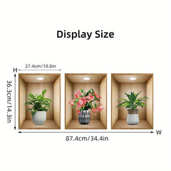 3D Watercolor Potted Flower Wall Stickers – Removable Vinyl Decals for Bedroom, Living Room & Nursery