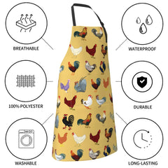 Rooster Apron – Unisex Chicken Apron with 2 Pockets, Adjustable Bib for Cooking, Baking & Gardening