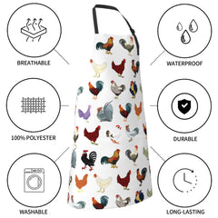 Rooster Apron – Unisex Chicken Apron with 2 Pockets, Adjustable Bib for Cooking, Baking & Gardening