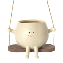 Swing Face Planter Pot – Cute Smiling Resin Hanging Flower Pot for Indoor & Outdoor Gardens