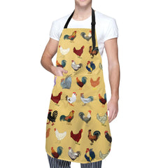 Rooster Apron – Unisex Chicken Apron with 2 Pockets, Adjustable Bib for Cooking, Baking & Gardening