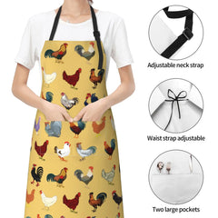 Rooster Apron – Unisex Chicken Apron with 2 Pockets, Adjustable Bib for Cooking, Baking & Gardening