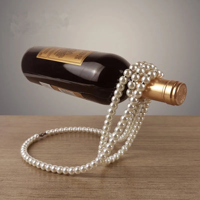 Elegant Pearl Necklace Wine Bottle Holder