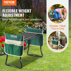 VEVOR Versatile Garden Kneeler and Seat - 330 Lbs Capacity, Comfortable 8" EVA Pad, Foldable Stool with Tool Bag - Perfect Gift for Gardening Enthusiasts, Seniors, and Parents