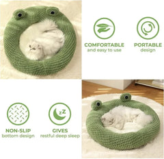 Frog-Shaped Pet Bed – Cozy Comfort for Cats & Dogs!