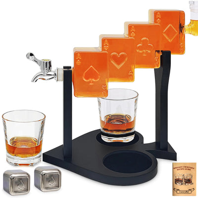 Poker Whiskey Decanter Set – 27oz with Glasses & Tray