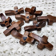 Emotional Support Cross – Handheld Wooden Cross with Heart for Comfort & Encouragement