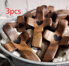 Emotional Support Cross – Handheld Wooden Cross with Heart for Comfort & Encouragement