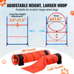 VEVOR Dog Agility Training Set – 7-Piece Kit with Hurdles, Tunnels & Ring for Obedience & Exercise