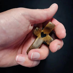 Emotional Support Cross – Handheld Wooden Cross with Heart for Comfort & Encouragement