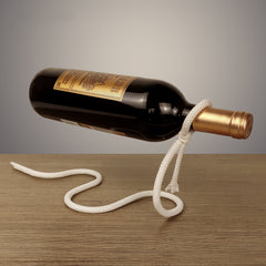 Suspended Rope Wine Bottle Holder – Unique Floating Wine Display for Home & Bar Decor